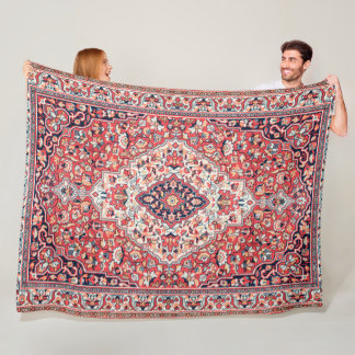 Persian Silk Rug Print Fleece Blanket