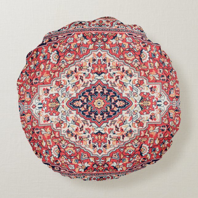 Persian Silk Rug Print  Round Cushion (Back)