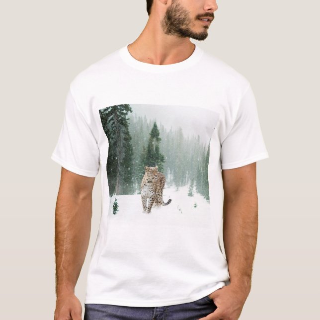 Persian Snow Leopard in the Snow T-Shirt (Front)