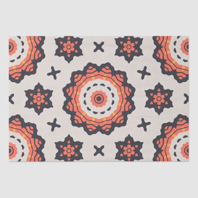 Persian Star Pattern Yellow Beige Orange  Tissue Paper (Front)