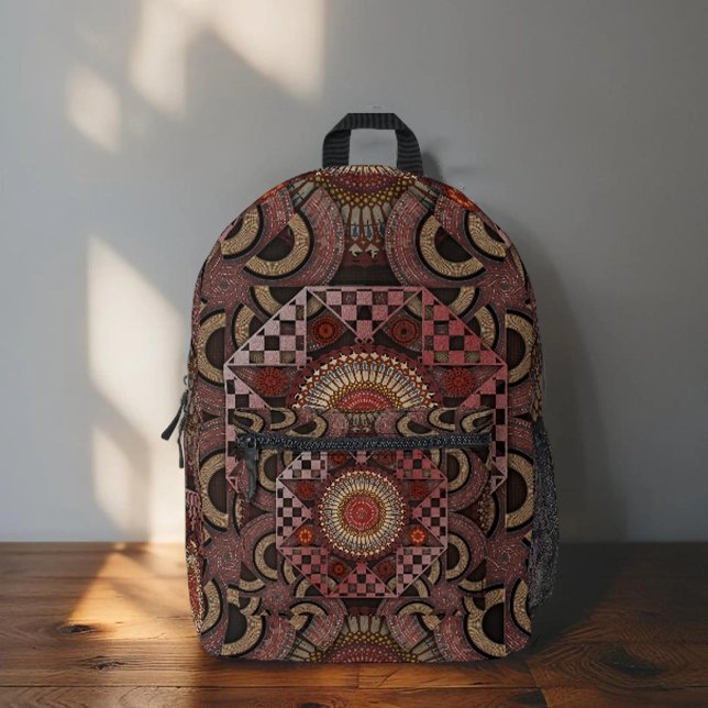 Persian sunniest framed ethnic semicircle mandala  printed backpack (Creator Uploaded)