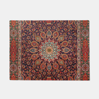 Persian Tabriz Black Radial Geometric Doormat