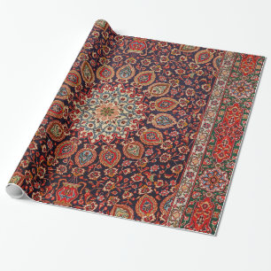 Persian Tabriz Black Radial Geometric  Wrapping Paper