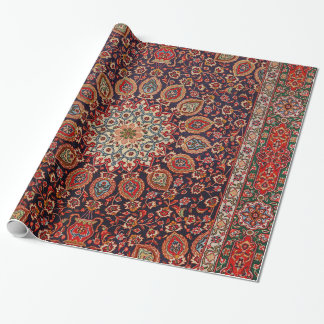 Persian Tabriz Black Radial Geometric Wrapping Paper