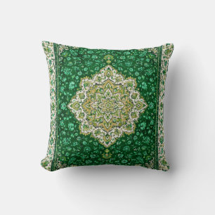 Persian Throw Pillow Emerald Medallion Vintage