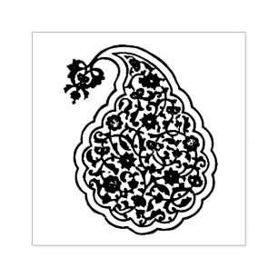Persian tile paisley motif rubber stamp