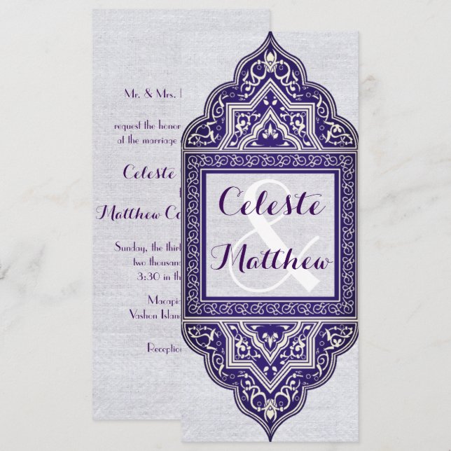 Persian Turkish Arabian Moroccan Wedding or Party Invitation (Front/Back)
