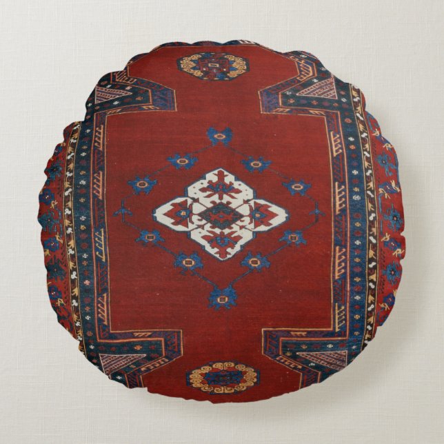 Persian Turkish Oriental Rug  Carpet Round Cushion (Front)