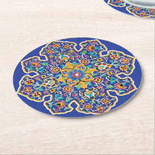 Persian Turquoise Round Paper Coaster