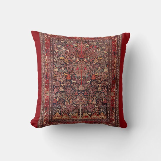 Persian Vintage Antique Carpet Nature Fine Art Cushion (Front)