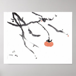 Persimmon and Branches Art Print