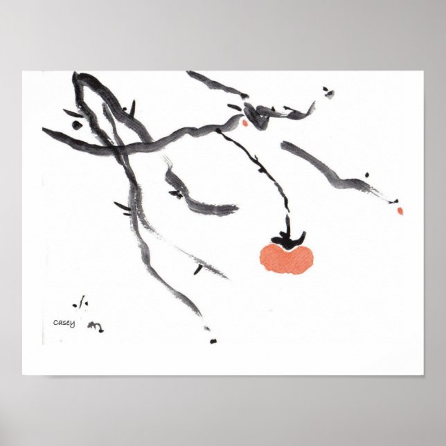 Persimmon and Branches Art Print (Front)
