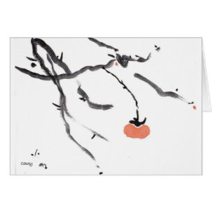 Persimmon and Branches card with Japanese Proverb