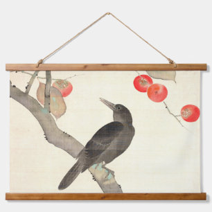 Persimmon and Crow, Hōitsu Hanging Tapestry