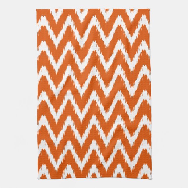 Persimmon Asian Moods Ikat Chevrons Tea Towel (Vertical)