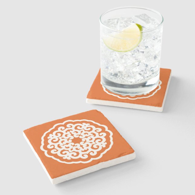 Persimmon Asian Moods Mandalla Stone Coaster (Side)