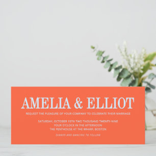 Persimmon Blue Oversized Bold Name Wide Wedding Invitation