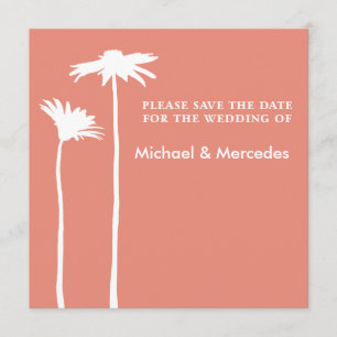 Persimmon Daisy Blooms Save the Date Invitation