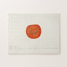 Persimmon (Diospyros) Fruit Watercolor Painting