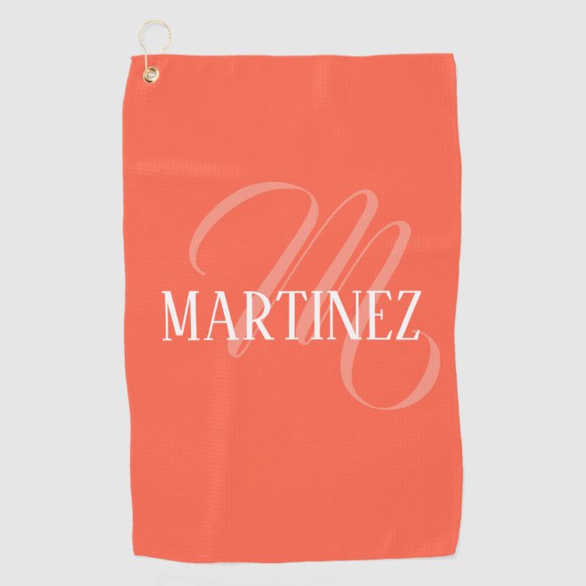 Persimmon Elegant Personalised Name Club Golf Towel (Front)