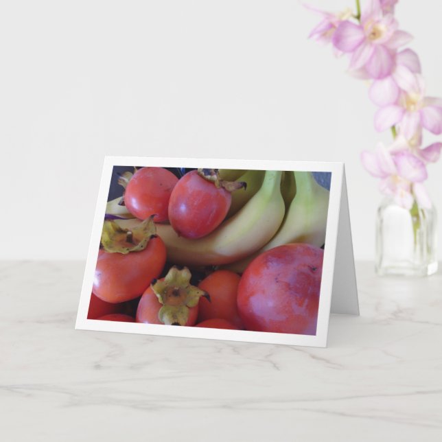 Persimmon Fruit and Bananas Card (Orchid)