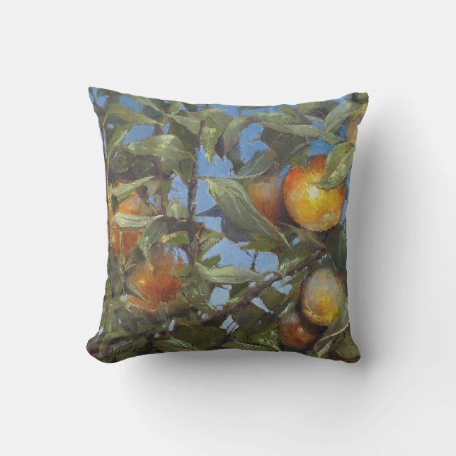 Persimmon Fruit Tree Beautiful Original Artwork Cushion (Front)