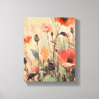 Persimmon Garden After Rain Expressive Floral Canv Canvas Print