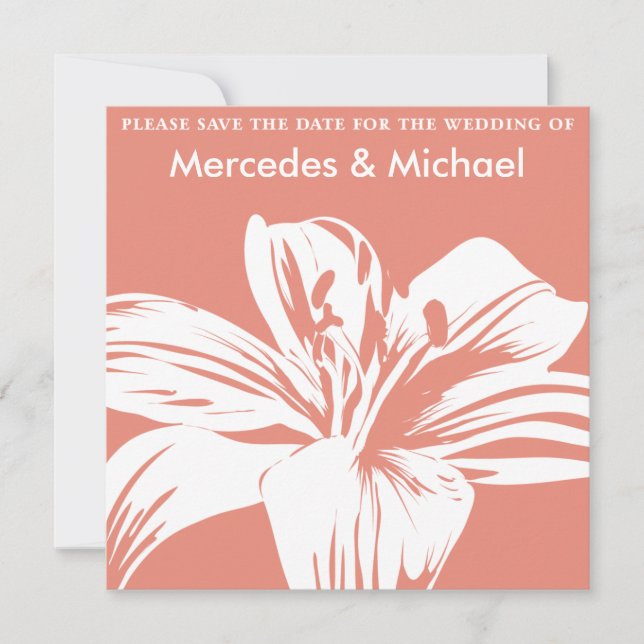 Persimmon Lily Bloom Save the Date Invitation (Front)