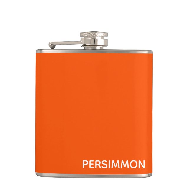 Persimmon red colour name hip flask (Front)