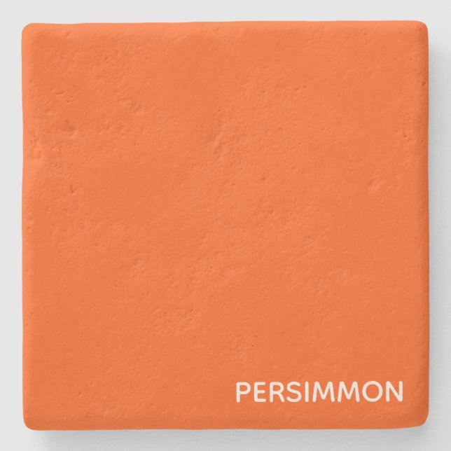 Persimmon red colour name stone coaster (Front)