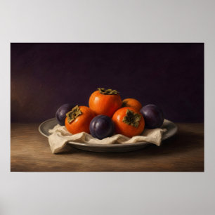Persimmon Supper Fruit Still Life Poster