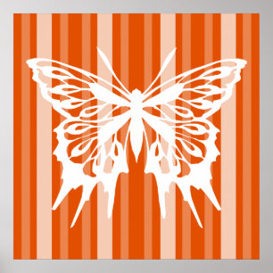 Persimmon Victorian Lady Stripe with Butterfly Poster