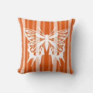 Persimmon Victorian Stripe with Butterfly Cushion