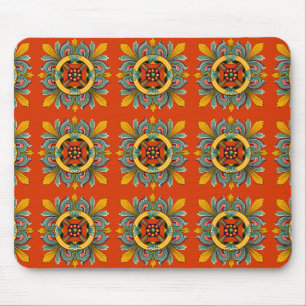 Persimmon Victorian Tile Design Mouse Mat