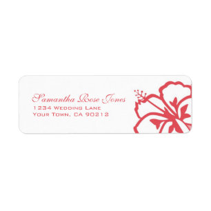 Persimmon & White Hibiscus Flowers Custom Address