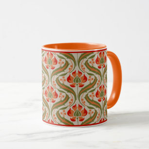 Persimmon Wildflowers Damask Coffee Mug