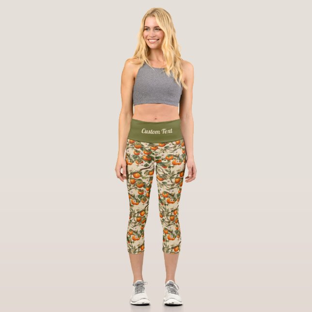 Persimmons Pattern Capri Leggings (Front)