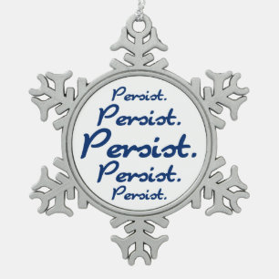 Persist Pattern Blue Snowflake Hannukah Pewter Christmas Ornament