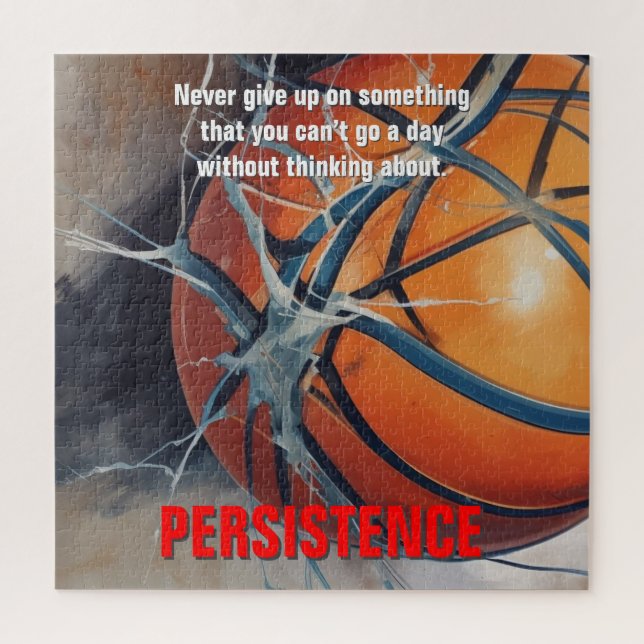 Persistence Basketball Inspirational Motivational Jigsaw Puzzle (Vertical)