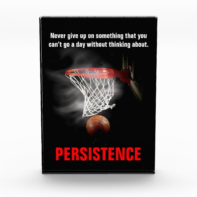 Persistence Basketball Inspirational Motivational Photo Block (Front)