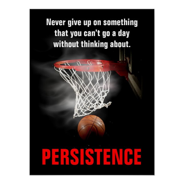 Persistence Basketball Inspirational Motivational Poster (Front)
