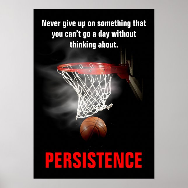 Persistence Basketball Inspirational Motivational Poster (Front)