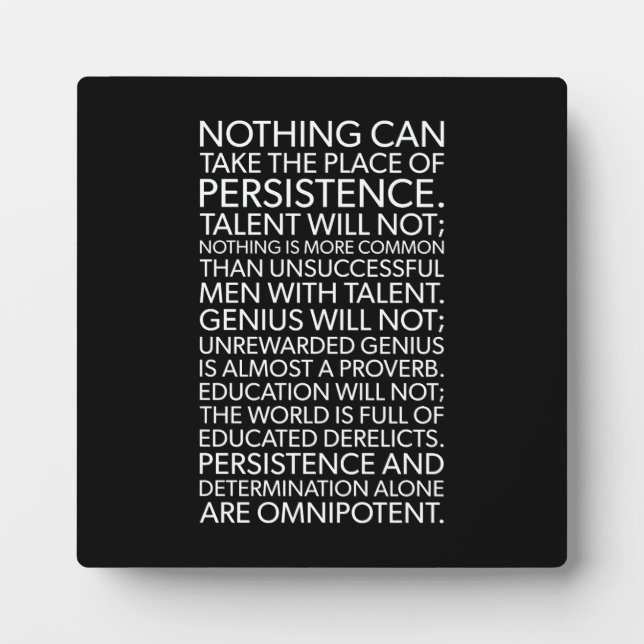 Persistence - Success, Hustle, Gym Motivational Plaque (Front)