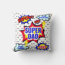 Persoalized Super Hero Comic Book Throw Pillow