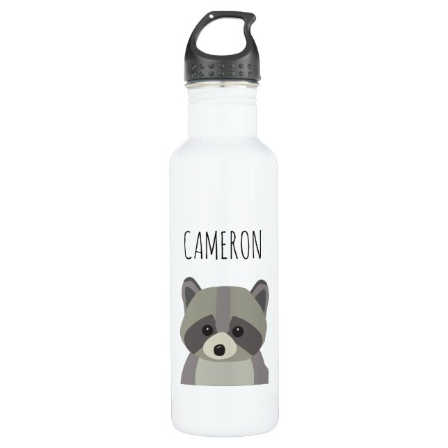 Persoanalized Modern Cute Racoon Illustration 710 Ml Water Bottle (Front)