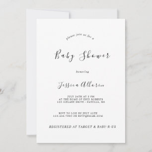 Persoanalized Modern Minimalist B&W Baby Shower Invitation