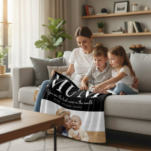 persoanlised mum  gifts black and white 4 photo  fleece blanket