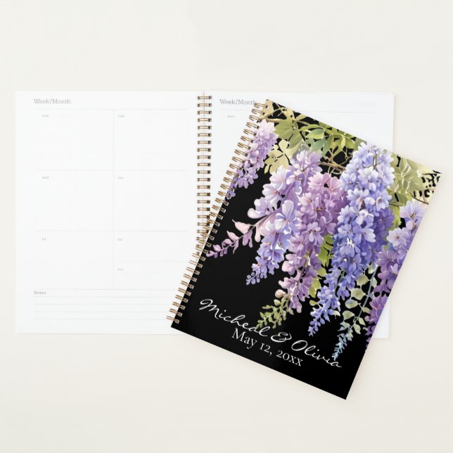 Persoanlize watercolor wisteria floral  planner (Display)