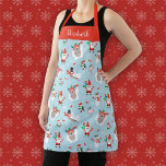 Persoanlized Cute Winter Christmas Holiday Baking Apron<br><div class="desc">A cute Christmas apron to wear during your holiday baking. Apron has Santa Claus,  snowmen,  a yeti and penguins and is personalised with your name. Makes a fun Christmas gift! Designed for you by Blackberry Boulevard.</div>