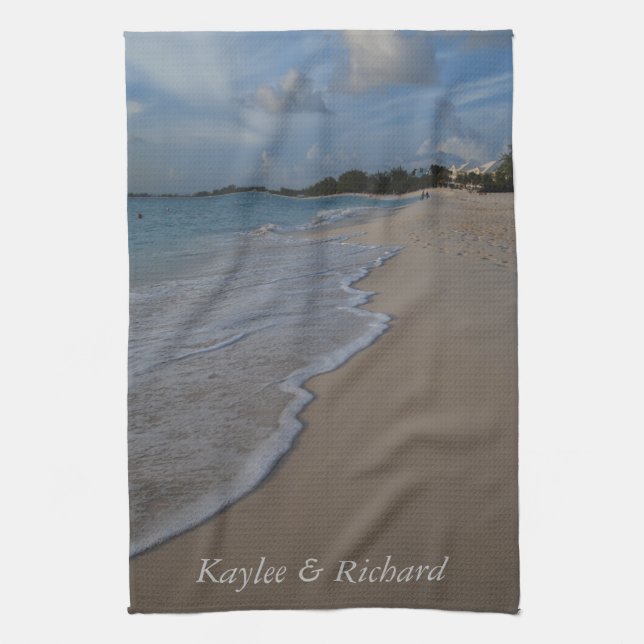 Persoanlized Ocean Beach Tea Towel (Vertical)